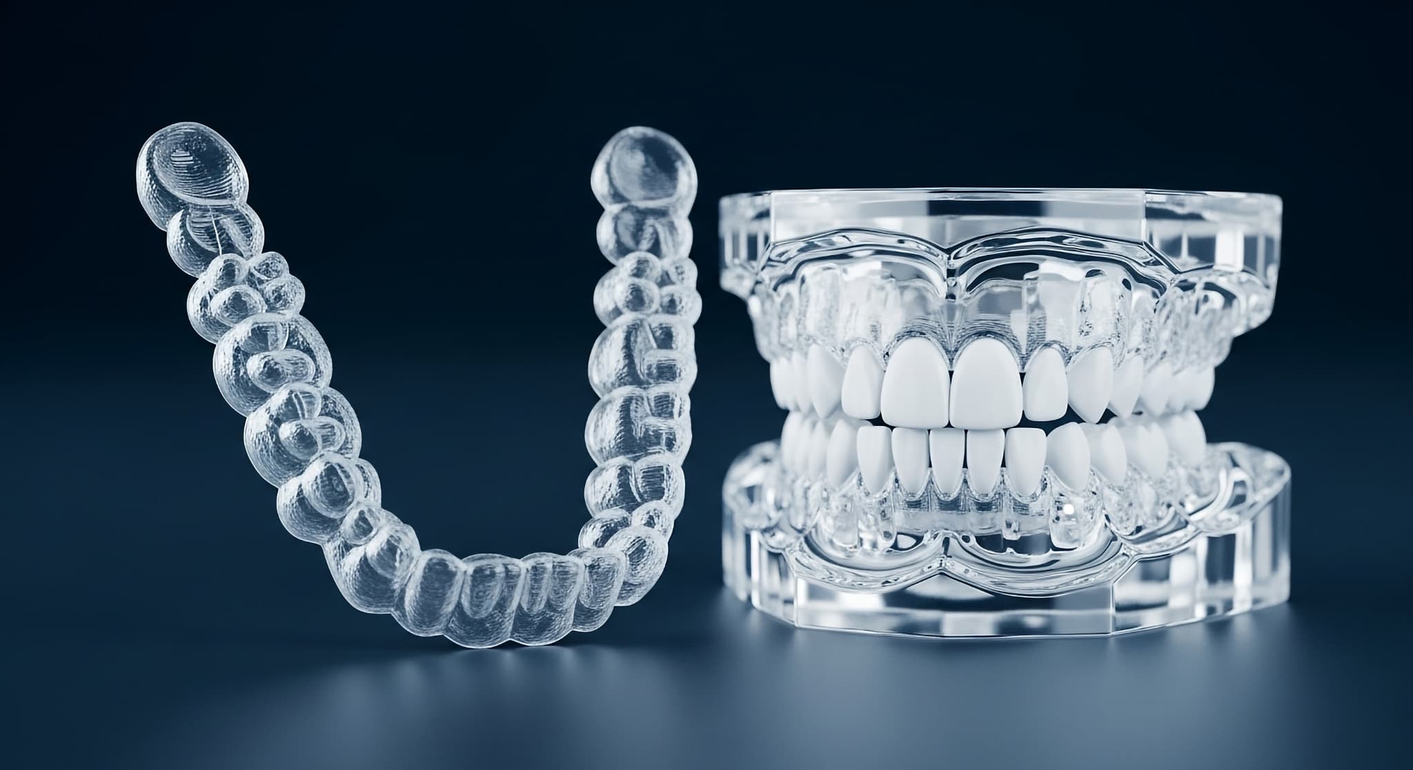 歯の模型とマウスピース