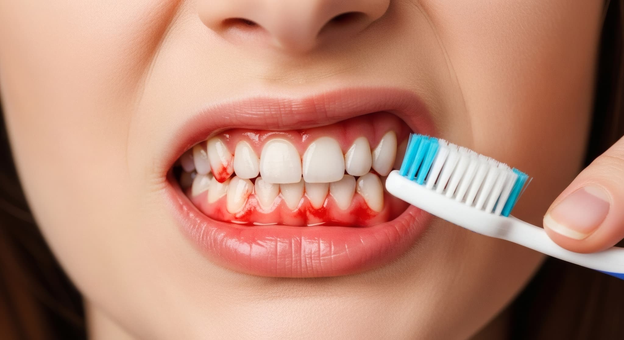 歯ぐきから出血する様子