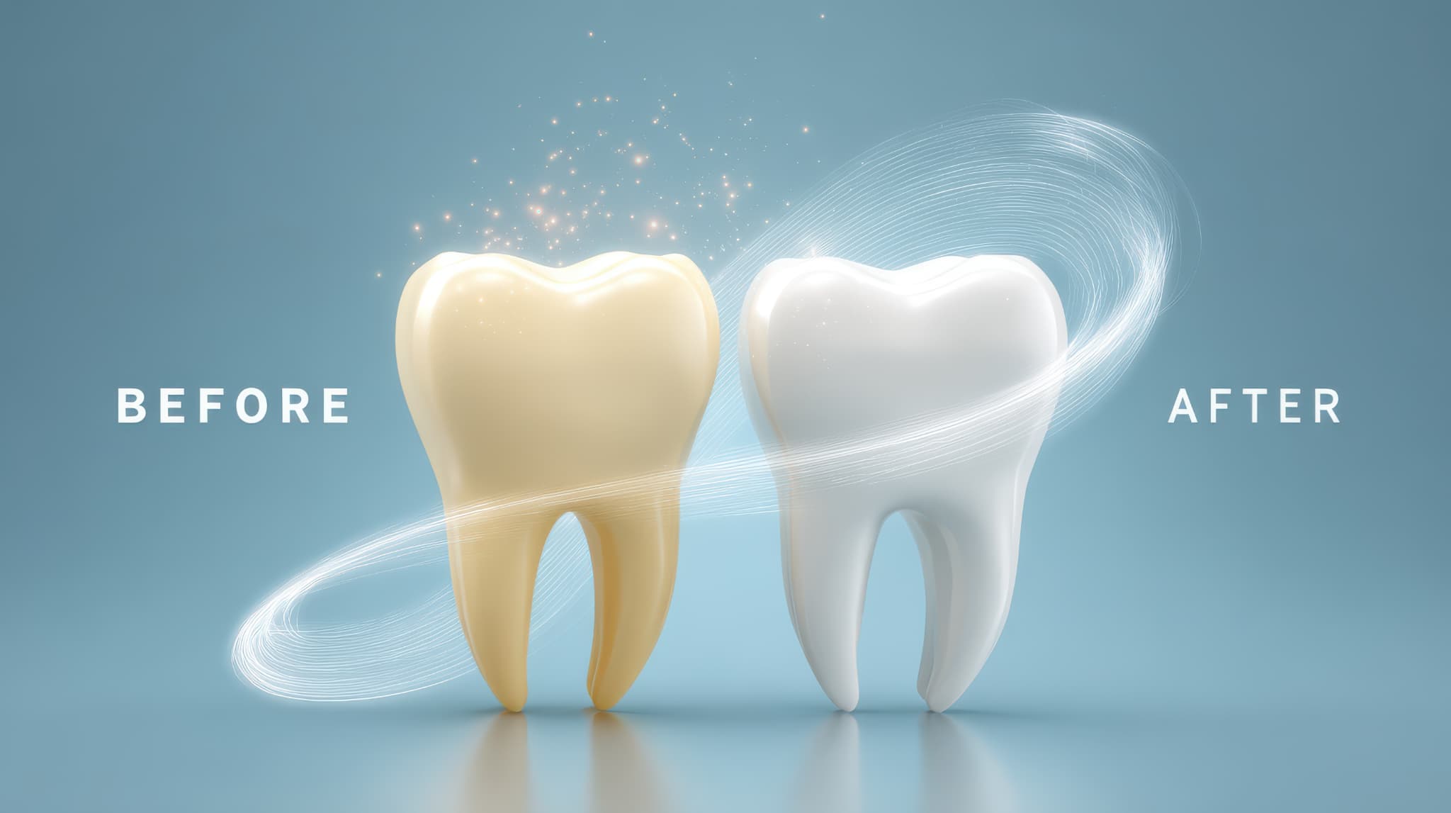 デュアルホワイトニングで歯を白くするイメージ